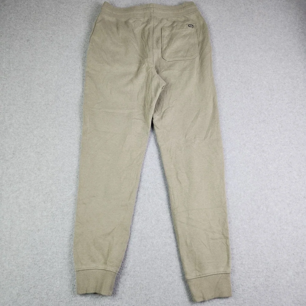 Hurley Jogger Pants Mens Small Tan Fleece Lined Drawstring Elastic Waist Tapered